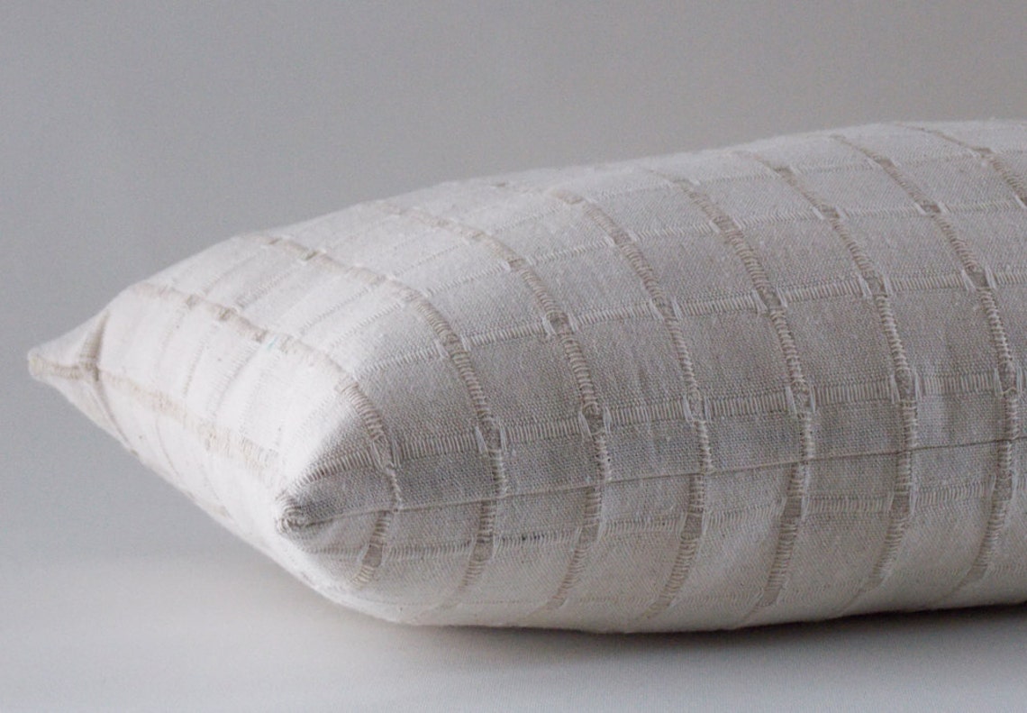 Natural Lumbar Pillow Cover / Decorative Natural Cotton Pillow Etsy