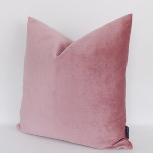 May include: A soft, blush pink velvet pillow cover. The pillow is square and has a simple, elegant design.