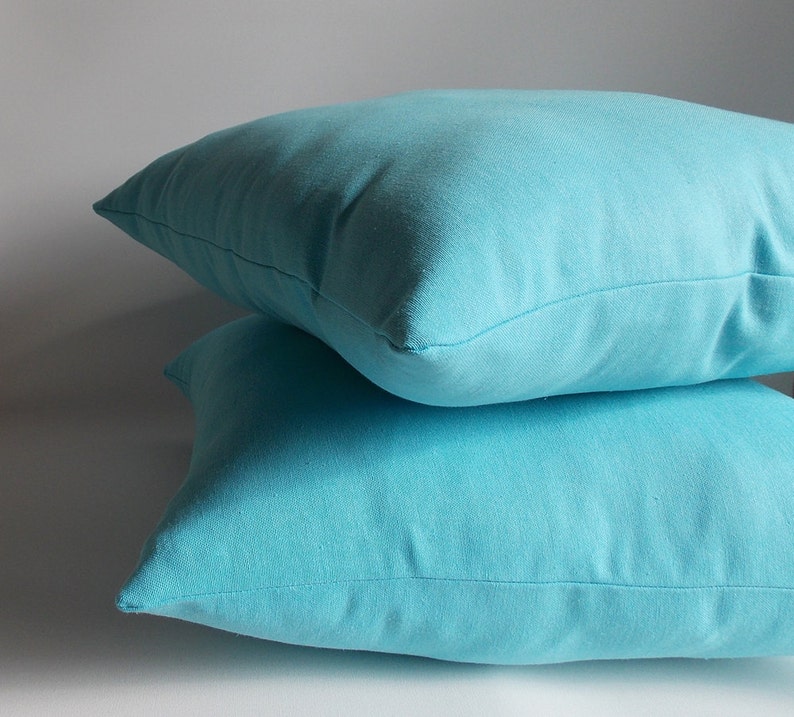 Set of 2 /Turquoise Cotton Pillow Covers / Decorative Pillow Etsy