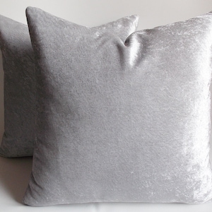 SET OF 2 / Velvet Silver, Throw Pillows, Decorative pillows Pillow cover 12,14,16,18,20,22,24,26,28,30 inches