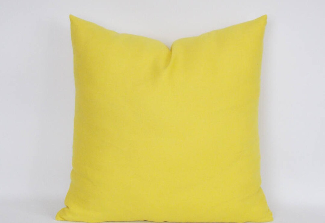 Pure Yellow Linen Decorative Pillow Cover / Linen Yellow Cushion