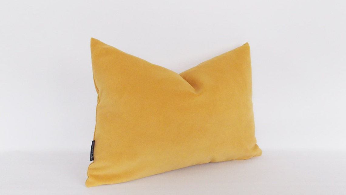 Velvet Cotton Mustard Lumbar Pillow Cover / Decorative Mustard Etsy
