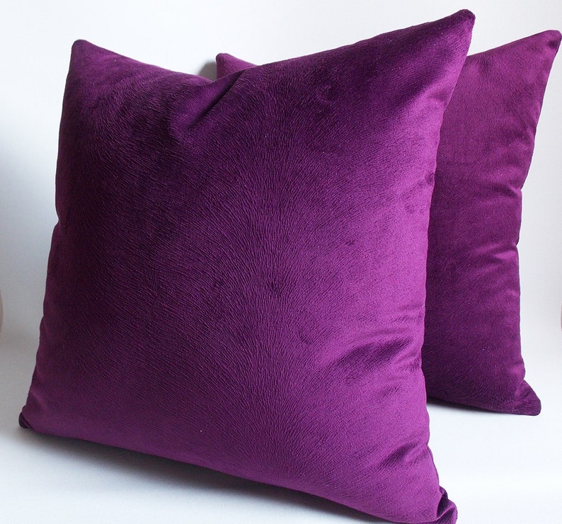 Set Of 2 / Purple Velvet Solid Pillow Covers / Purple Throw Pillow Covers / Decorative Cushion Covers / 13,14,16,18,20,22,24,26,28,30 inch image 4