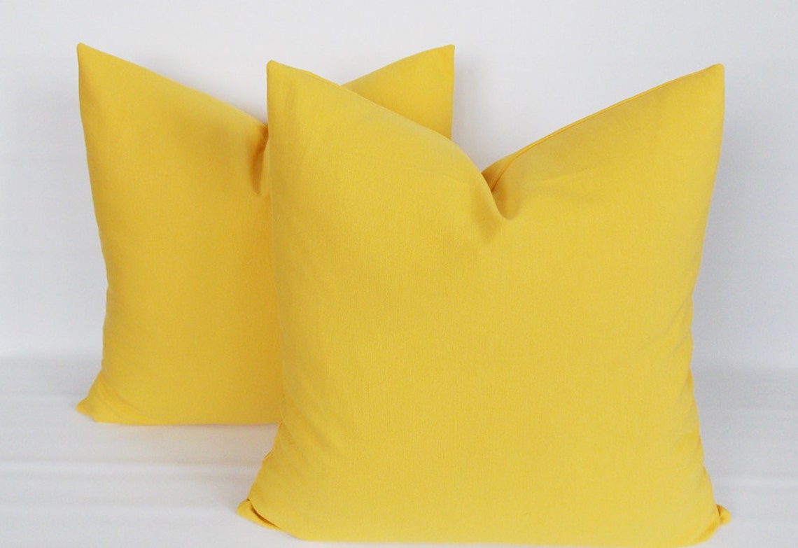 SET 2/ Solid Yellow Pillowyellow Decorative Pillow Yellow Etsy