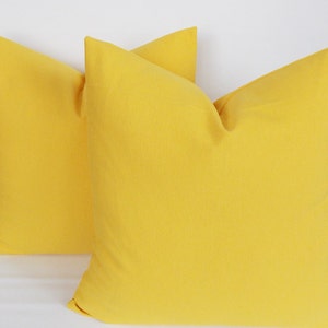 Set of 2 Solid Yellow Cotton Throw Pillow Covers