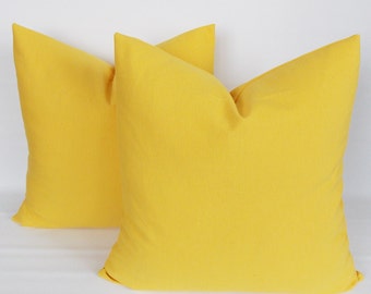 SET 2/ Solid Yellow pillow,Yellow Decorative pillow, Yellow Throw pillow,Pillow cover,12,14,16,18,20,22,24,26,28,30,32 inch