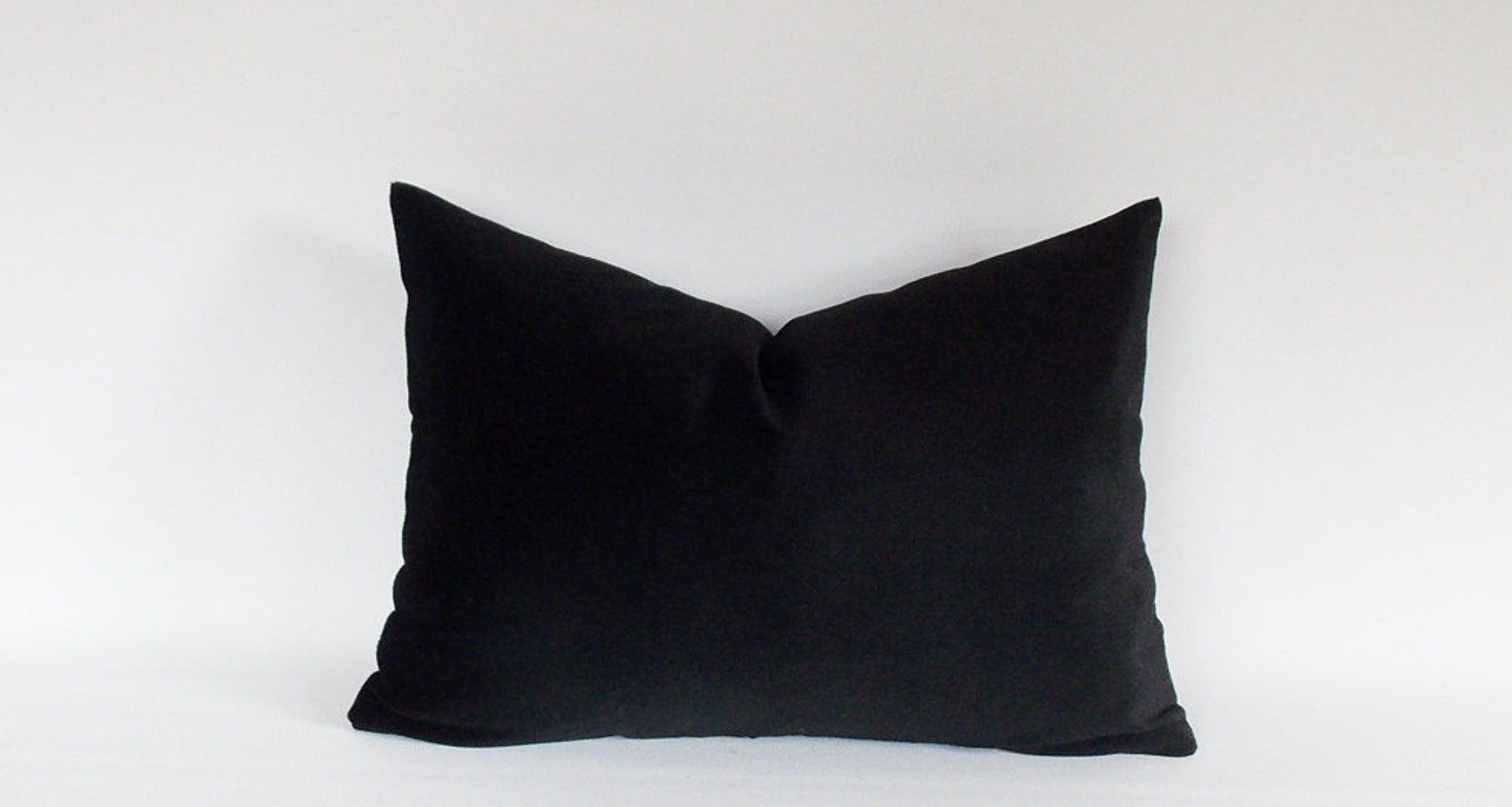Velvet Cotton Black Lumbar Pillow Cover / Solid Black Etsy