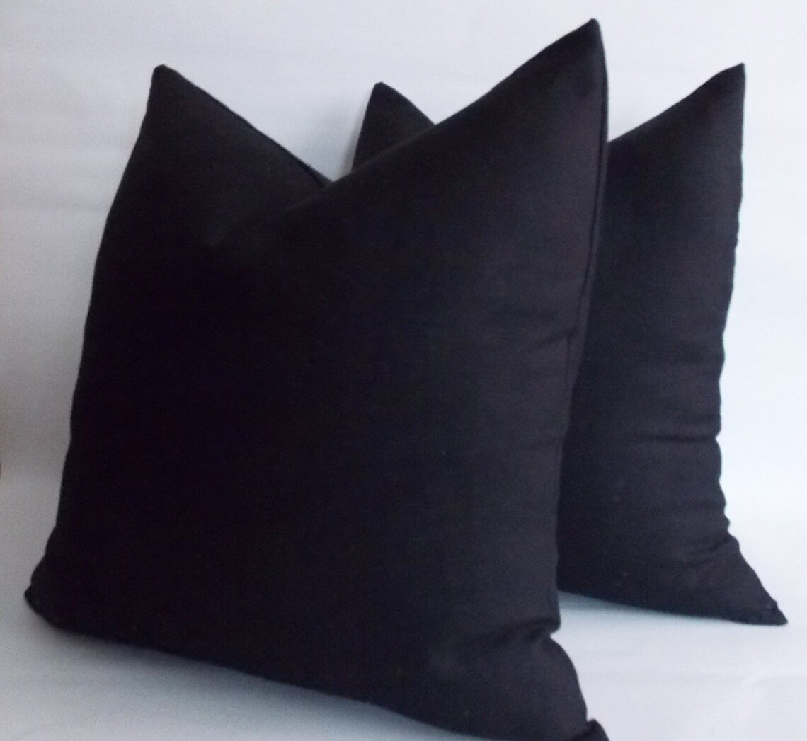Set of 2 / Black Linen Pillow / Linen Pillow Cover / Etsy