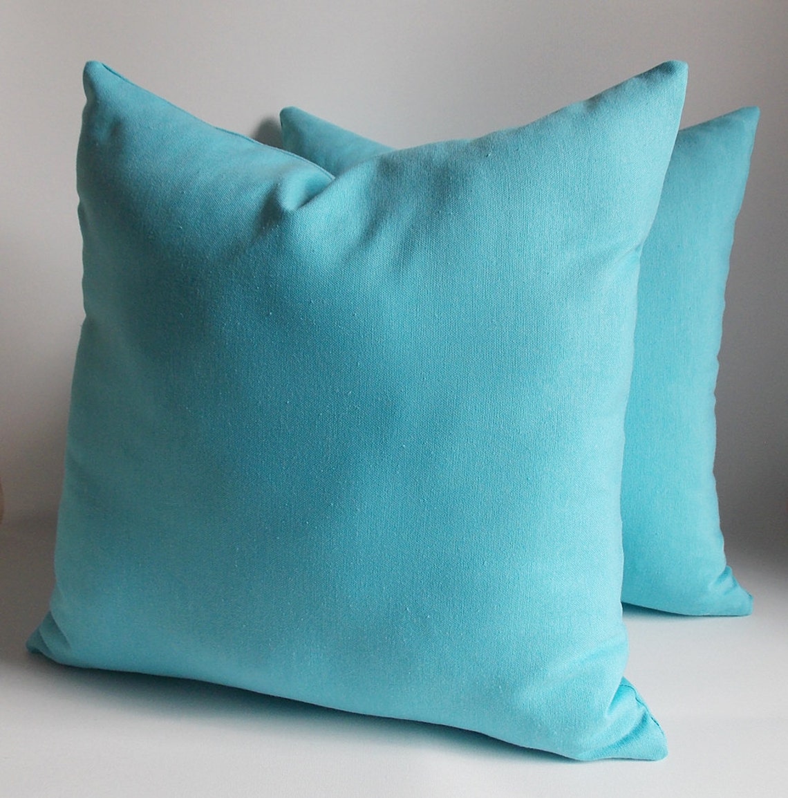 Set of 2 /Turquoise Cotton Pillow Covers / Decorative Pillow Etsy