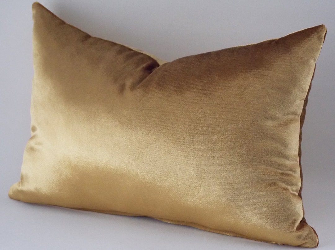 Velvet Solid Gold Pillow Covers, Decorative Velvet Pillows, Throw