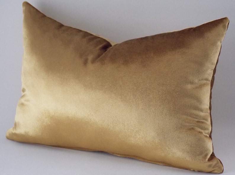 Velvet Solid Gold Pillow Covers, Decorative Velvet Pillows, Throw Pillows, Lumbar Pillow image 1