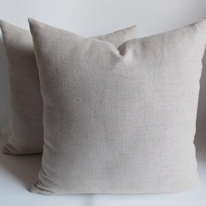 Natural Linen Pillow Covers (Set of 2) - 18&#39;&#39;x18&#39;&#39; Decorative Cushion