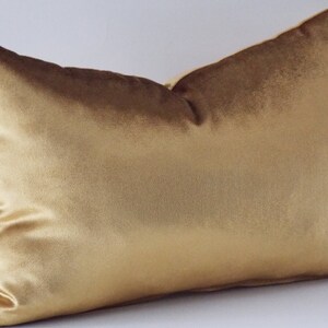 Velvet Solid Gold Pillow Covers, Decorative Velvet Pillows, Throw Pillows, Lumbar Pillow image 2