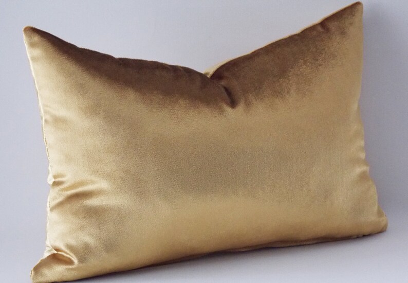 Velvet Solid Gold Pillow Covers, Decorative Velvet Pillows, Throw Pillows, Lumbar Pillow image 2