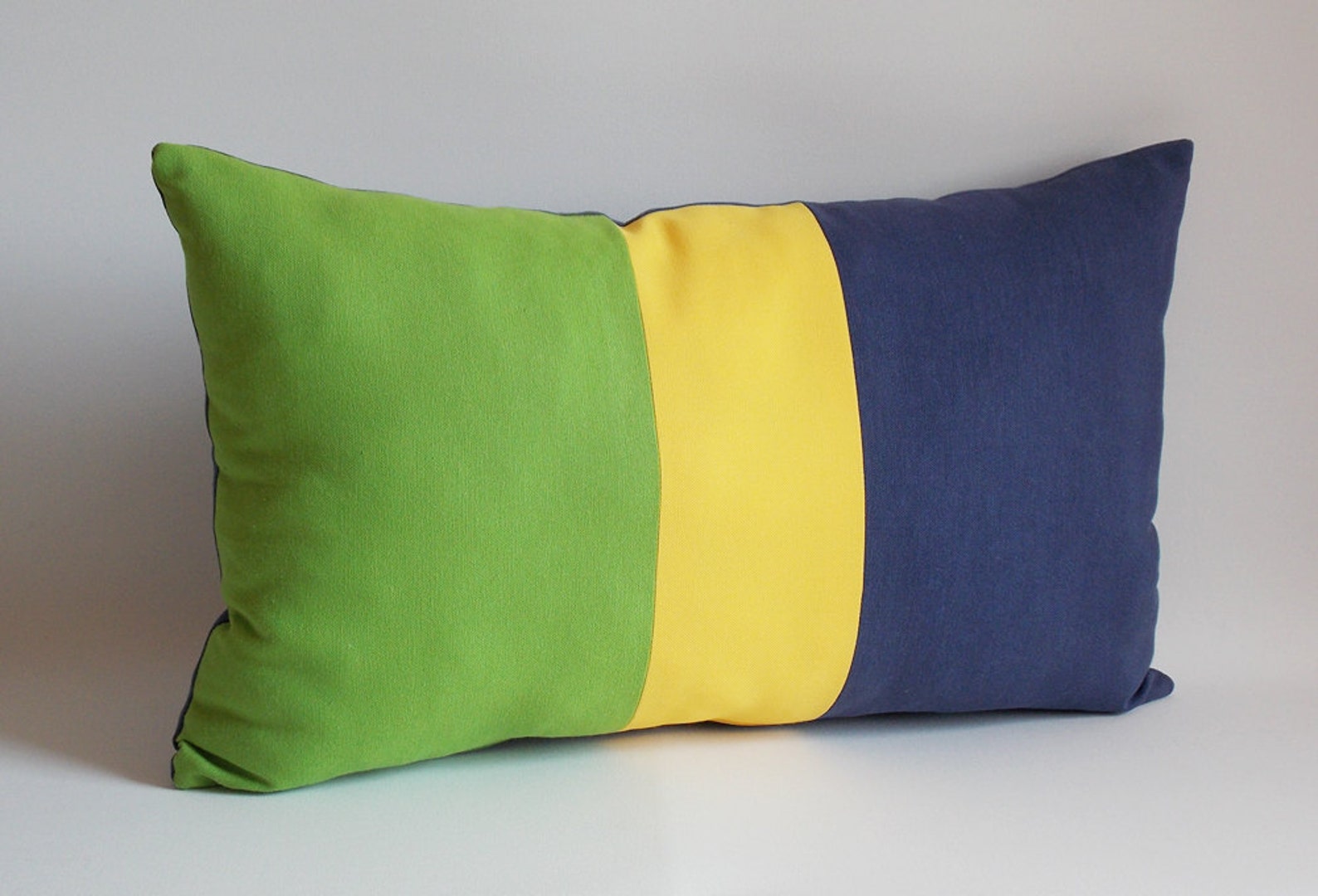 Decorative Lumbar Pillow Green Yellow Navy Throw pillow Pillow Etsy