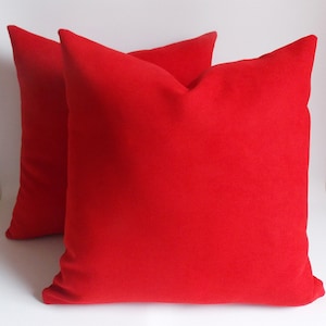 Set of 2 Red Velvet Pillow Covers: Double Sided Throw Pillows