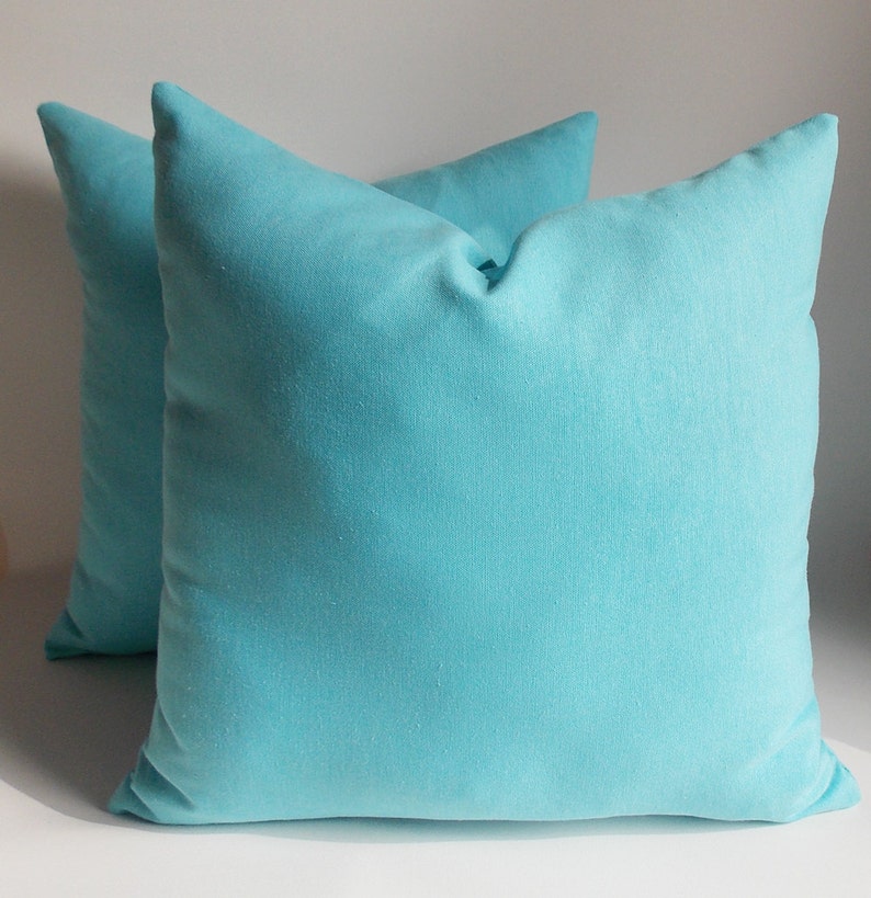 Set of 2 /Turquoise Cotton Pillow Covers / Decorative Pillow Etsy