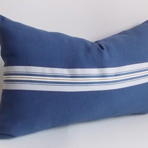 Navy Blue Lumbar Pillow Cover: Cotton Canvas Decorative Pillow (12&#39;&#39; x 18&#39;&#39;)