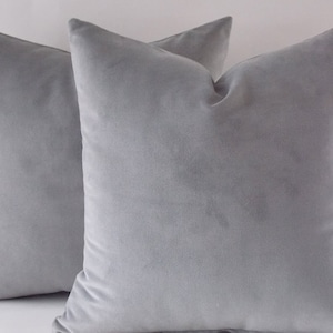 Set of 2 / Velvet Coton Grey Pillow Covers / Decorative Grey Pillow Covers / Solid Grey Throw Pillows / 12,14,16,18,20,22,24,26,28,30 inch