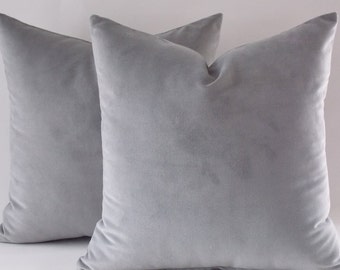 Set of 2 / Velvet Coton Grey Pillow Covers / Decorative Grey Pillow Covers / Solid Grey Throw Pillows / 12,14,16,18,20,22,24,26,28,30 inch