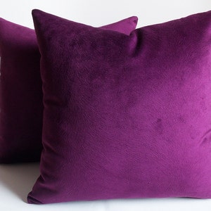 Set Of 2 / Purple Velvet Solid Pillow Covers / Purple Throw Pillow Covers / Decorative Cushion Covers / 13,14,16,18,20,22,24,26,28,30 inch image 2