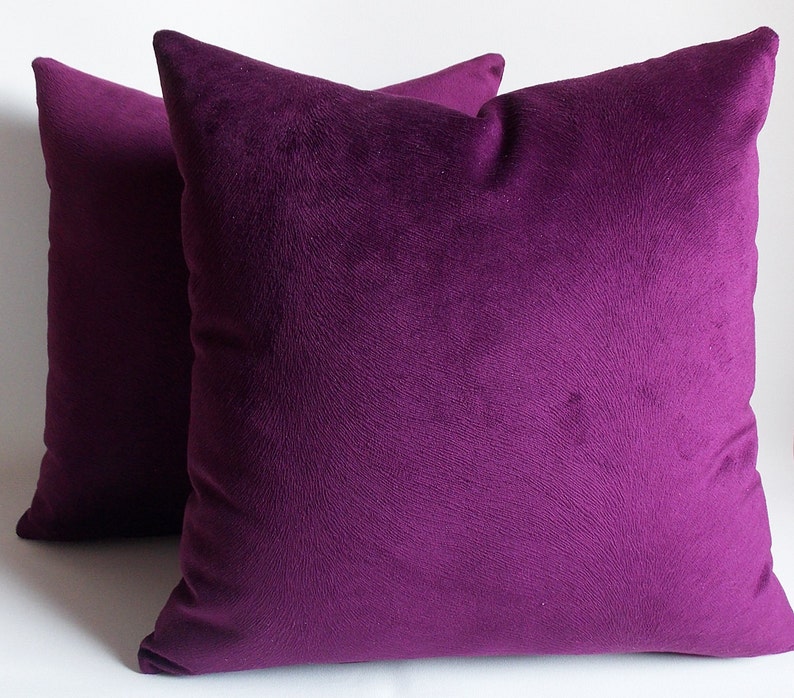 Set Of 2 / Purple Velvet Solid Pillow Covers / Purple Throw Pillow Covers / Decorative Cushion Covers / 13,14,16,18,20,22,24,26,28,30 inch image 2