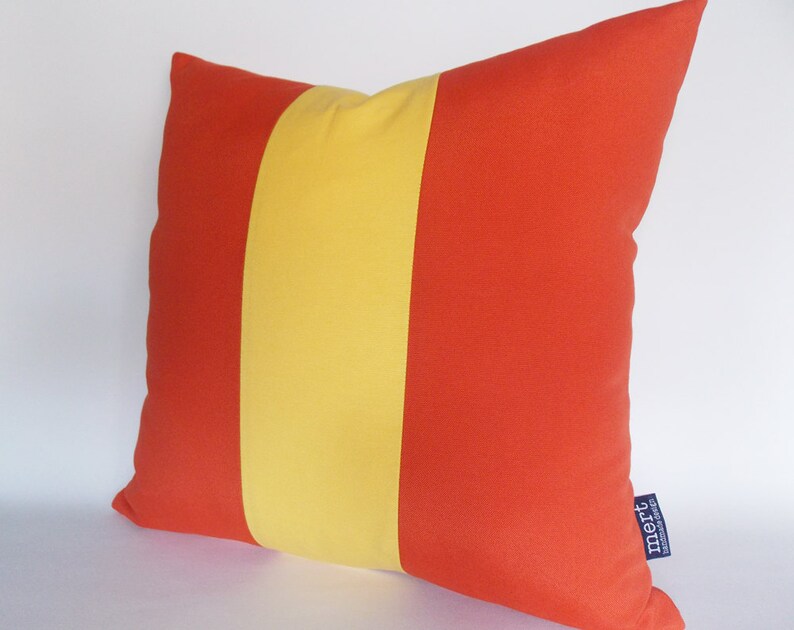 Orange Yellow Color Block Canvas Cotton Pillow, Decorative Throw Pillow Cover, 16,18,20,22,24 İnches image 4