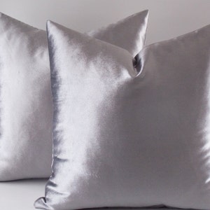 Set of 2 Silver Velvet Pillow Covers: Decorative Throw Pillows