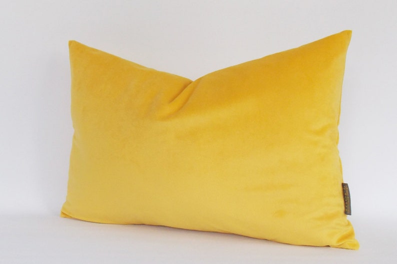 Velvet Cotton Yellow Lumbar Pillow Cover / Decorative Pillow / Throw Yellow Pillow / All Size image 2