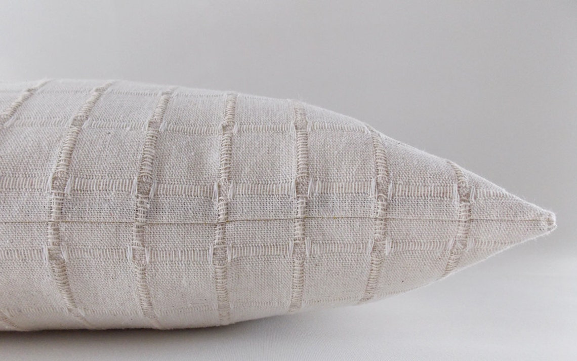 Natural Lumbar Pillow Cover / Decorative Natural Cotton Pillow Etsy