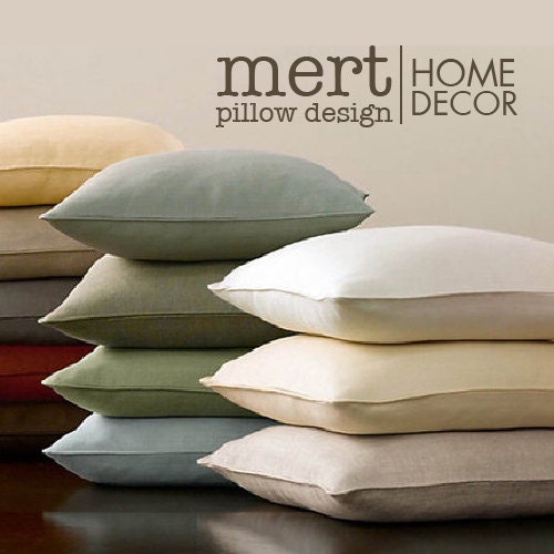 Set of 2 Orange Cotton Canvas Pillow Covers: Solid Decorative Throw Pillows - Israel
