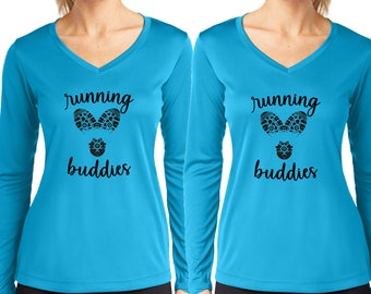 Running Buddies Partner Tech Tee  Wicking PerformanceTee Matching Running Shirts Running Partner Gift