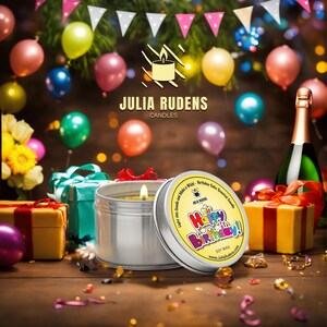 Hand-Poured Soy Candle - Birthday Cake Scent in 2oz Silver Tin- The Best Birthday Gift - longlasting Scented Candle