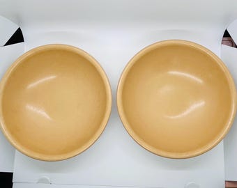 Juego de 2 cuencos para servir de melamina Melmac de estilo vintage – Marrón claro (20 cm de diámetro)