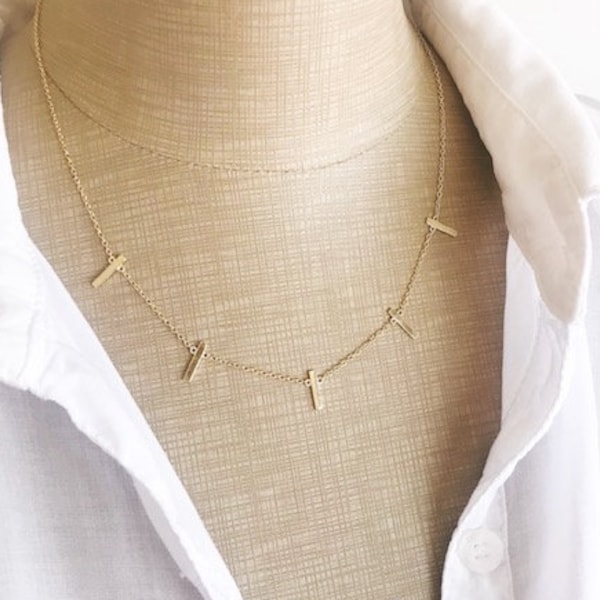 Vertical bars minimalist necklace, available in 18K Gold plated over sterling silver or 925 Sterling Silver