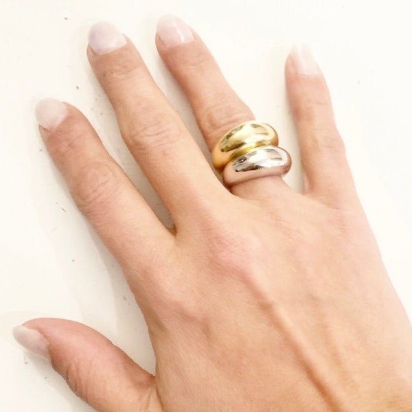 Statement ring,  dome ring, stacking dome ring, chunky gold ring, in 18K Gold plated over 925 sterling Silver or 925 sterling Silver