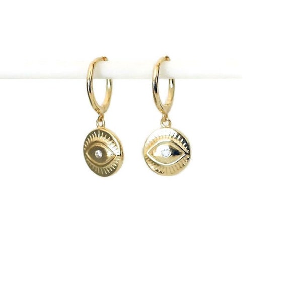 925 Argent Petit Rond Oeil maléfique Bleu CZ Boucles d/'oreilles Clou