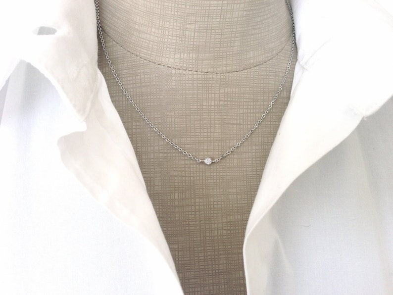 CZ Diamond Solitaire necklace, Available in Gold or silver plated image 4