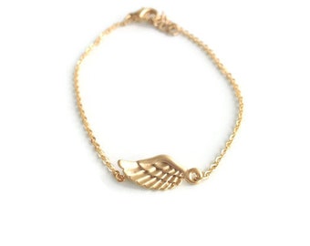 Protection wings bracelet, Gold or Silver plated