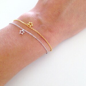 Dainty tiny Star bracelet, available in Gold or Silver plated image 2