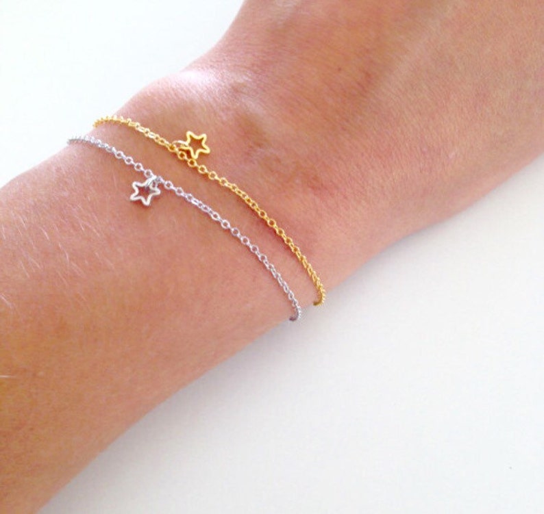 Dainty tiny Star bracelet, available in Gold or Silver plated image 2