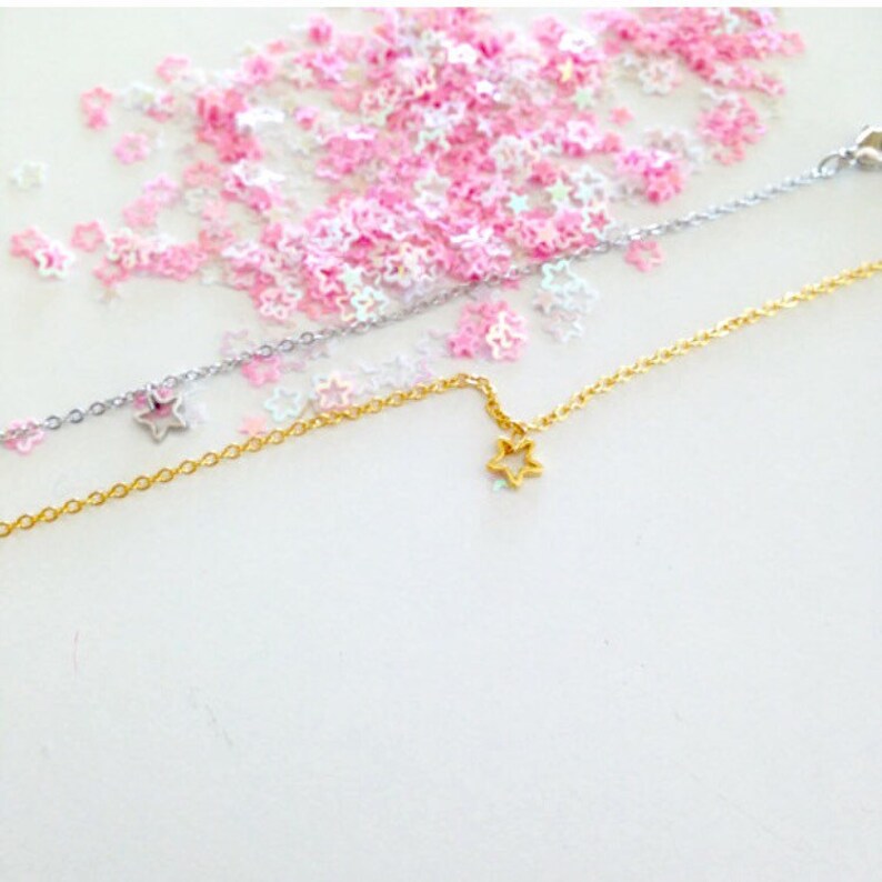 Dainty tiny Star bracelet, available in Gold or Silver plated image 4