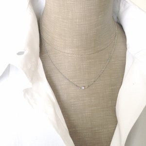 CZ Diamond Solitaire necklace, Available in Gold or silver plated image 3