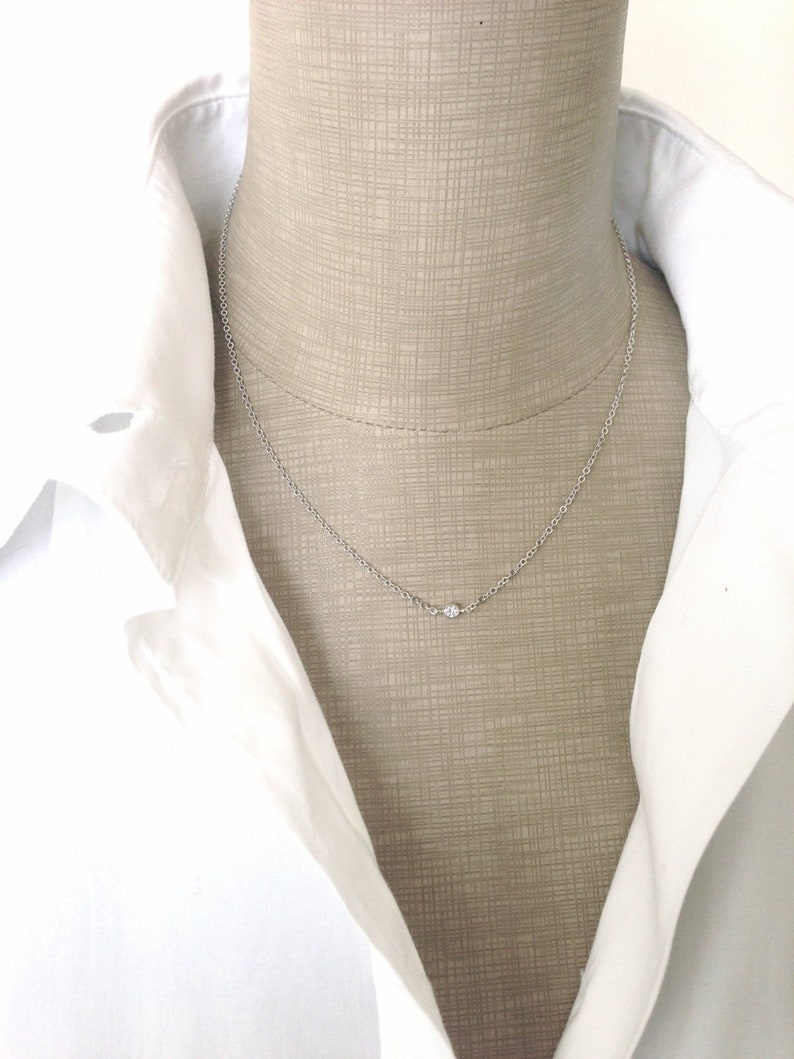 CZ Diamond Solitaire necklace, Available in Gold or silver plated image 3