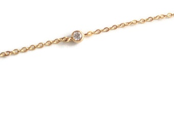 CZ Diamond Solitaire necklace, Available in Gold or silver plated