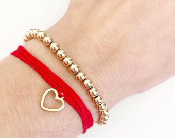 Wish bracelet, Lucky string bracelet, Heart charm, Make a Wish, friendship bracelet, available in multiple colors