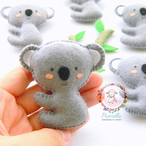 Felt Koala Ornament Bear Keychain Australia Animals Gray Etsy