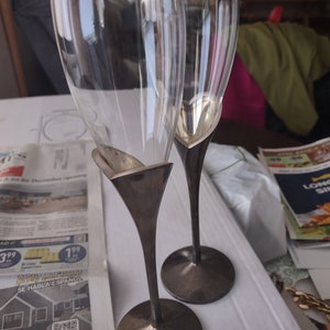 Pair Lennox Silver Plated Wedding Flutes
