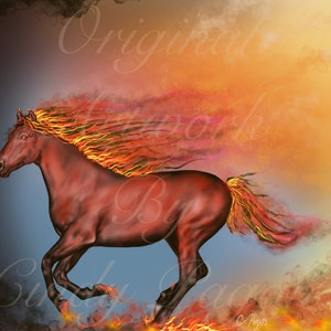 Instant Download Print, Fire Horse of Greek Mythology