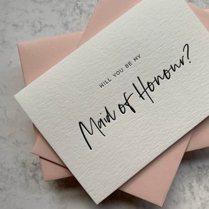 Letterpress, hand printed, luxury, ‘Will you be my maid of honour?’, Bridesmaid maid of honour, proposal card, Bridal box